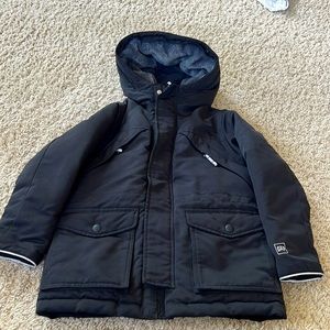 Gap Black Boys Primaloft Cold Control Coat with fleece lined hood, size small